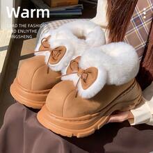 1 Pair Women's Comfortable Thick Sole Warm Snow Boots With Bow Decor, Anti-Slip, Fashion Winter Shoes For Winter