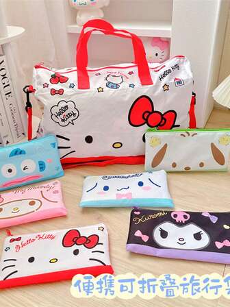 faltbare Reisetasche, süßer japanischer Anime tragbarer Kompressionssack, leichte wasserdichte Packwürfel für Koffer, Reisezubehör für Frauen, Kawaii Wochenendtasche