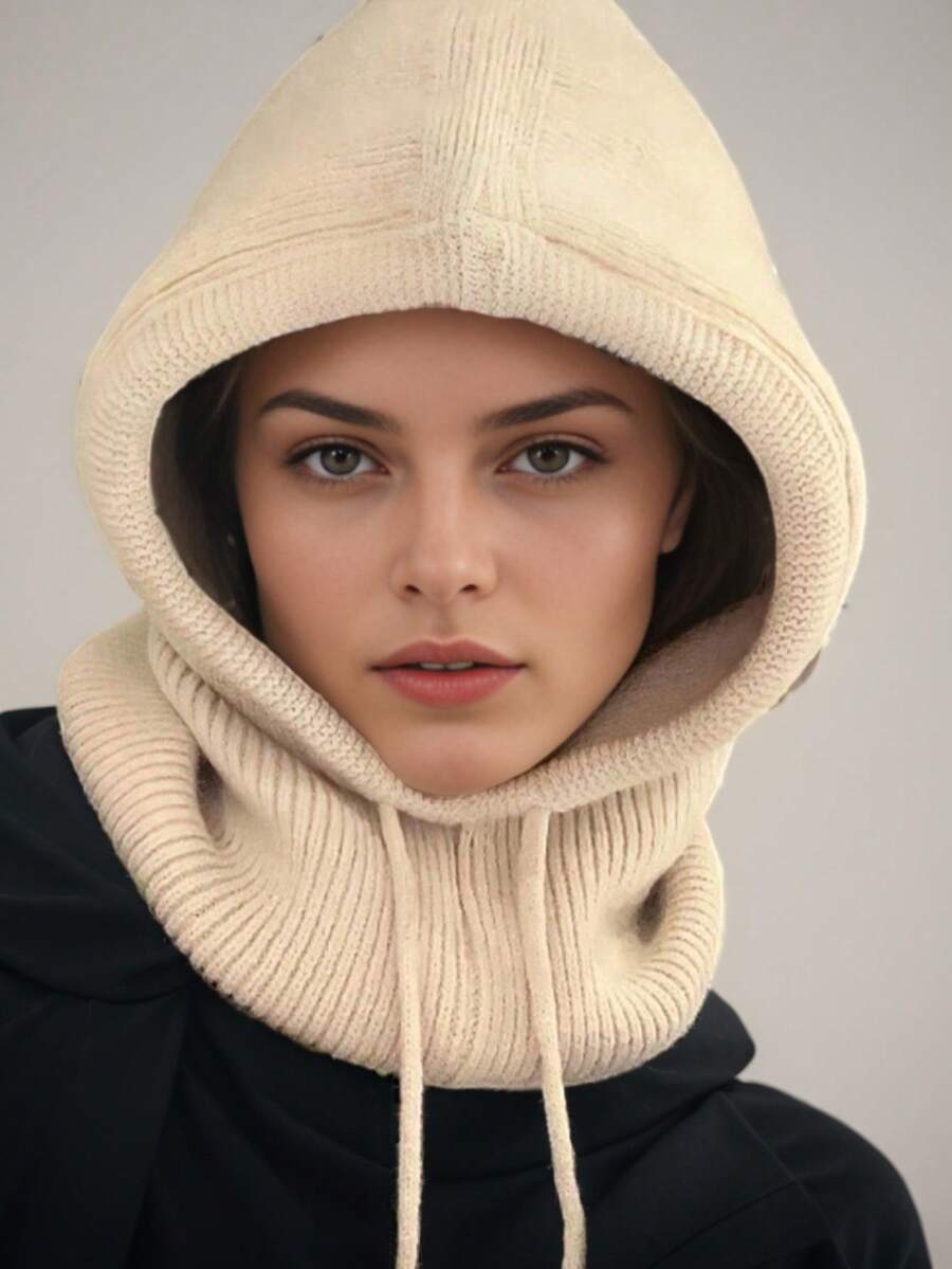 New Balaclava Winter Windproof Bib Wool Hat Women Warm One Warm Ear Protection Hat