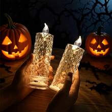 AMILL 3/6/9/12 Pcs Imitation Crystal Candle Lamps, Battery-Powered, Flameless Ambiance Lights, Suitable For Bedrooms And Living Rooms, Valentine's Day, Christmas, And Thanksgiving Gifts - ánh sáng trắng ấm áp - Xem 11