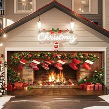 1 peça de fundo de lareira de fibra de poliéster para Natal - faixa de decoração de festa multiuso, sem necessidade de eletricidade, ideal para fotografia de feriados, cabine de fotos e eventos de celebração, decoração de Natal