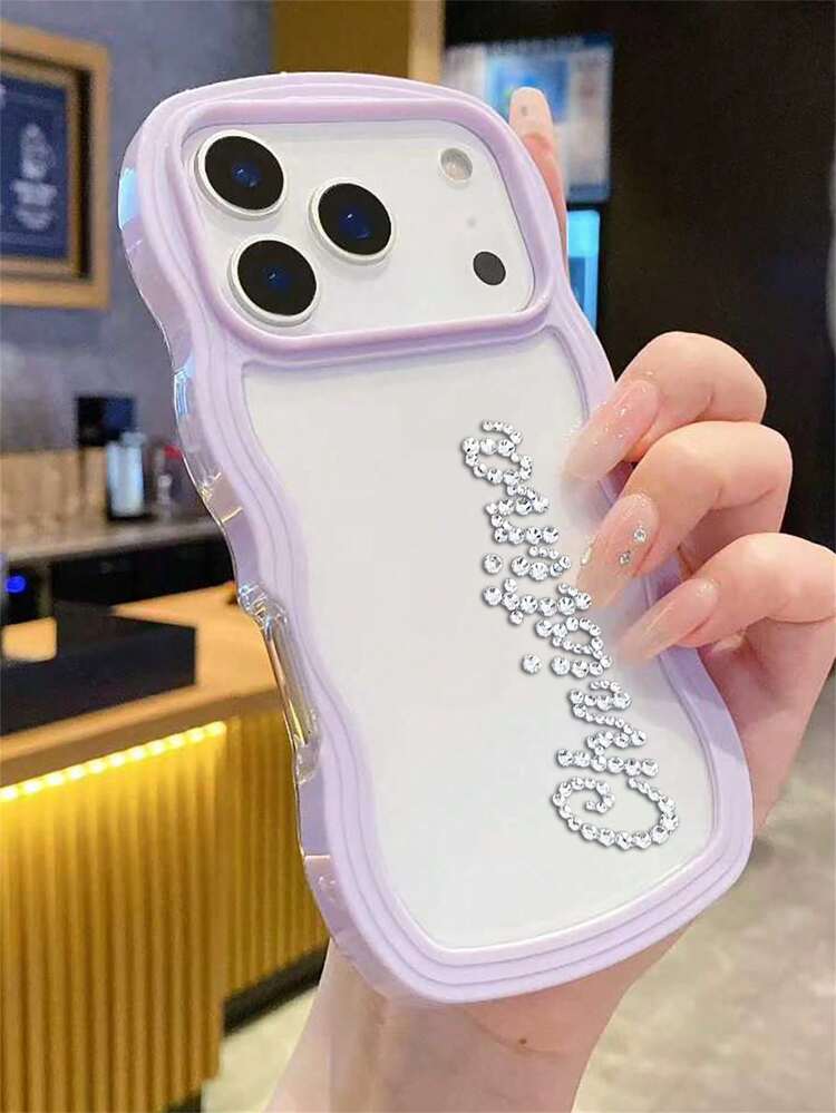 ピンクのキラキララインストーングリッターパーソナライズされた名前文字ラインストーンパターンカスタマイズされた透明iPhone 17 16 15 14 13 Pro Max対応耐衝撃保護カバー、シーズンピック、トラベルオーガナイザー春の誕生日プレゼント - マルチカラー - 見る 10