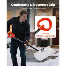 Snow Pusher Shovel, 24 In Wide Outdoor Snowplow Shovel With Ergonomic Grip, HDPE Plastic Blade, Winter Shovels With Segmented Handle, Portable Snow Removal Tool For Driveway Garden Camping - 20-25inch - View 4