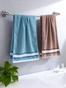 1pc 100% Pure Cotton Bath Towel, Super Soft, Size 27.55 X 55.11 Inches-High-Density, Thick, Highly Absorbent Beach Towel, Suitable For Couples, Families, Poolside, Beauty Salons, Hotels, Bathrooms, Spas, And Hot Tubs-Modern Style, 350g/M², Spacious Design, Plush Texture, Skin-Friendly Towel. - Multicolor - View 10