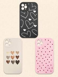 Casing Ponsel Silikon Motif Hati Hitam Putih Merah Muda 3pcs Aneka Warna, Kompatibel dengan iPhone & Galaxy Smartphone, Hadiah Musim Semi, Versi Internasional, Bukan Versi Domestik - MultiWarna - View 22