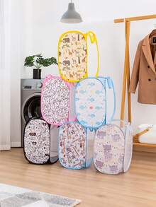 1 件可折叠婴儿育儿洗衣篮，便携式脏衣服篮，娃娃及配件收纳箱，适用于家庭、浴室 - 彩色 - 查看 6