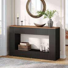 Tribesigns Modern Console Table, 55-Inch Wood Entryway Table With Storage, Narrow Long Sofa Table Behind Couch Table For Living Room, Foyer, Hallway, Black - Walnut & Black - View 9