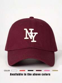 1pc Embroidered "NY" Letter Adjustable Baseball Cap, Outdoor Sunscreen Casual Hat Suitable For Spring Autumn Travel Beach Vacation, Y2K Style For Young Adults - 棒球帽 - 查看 1