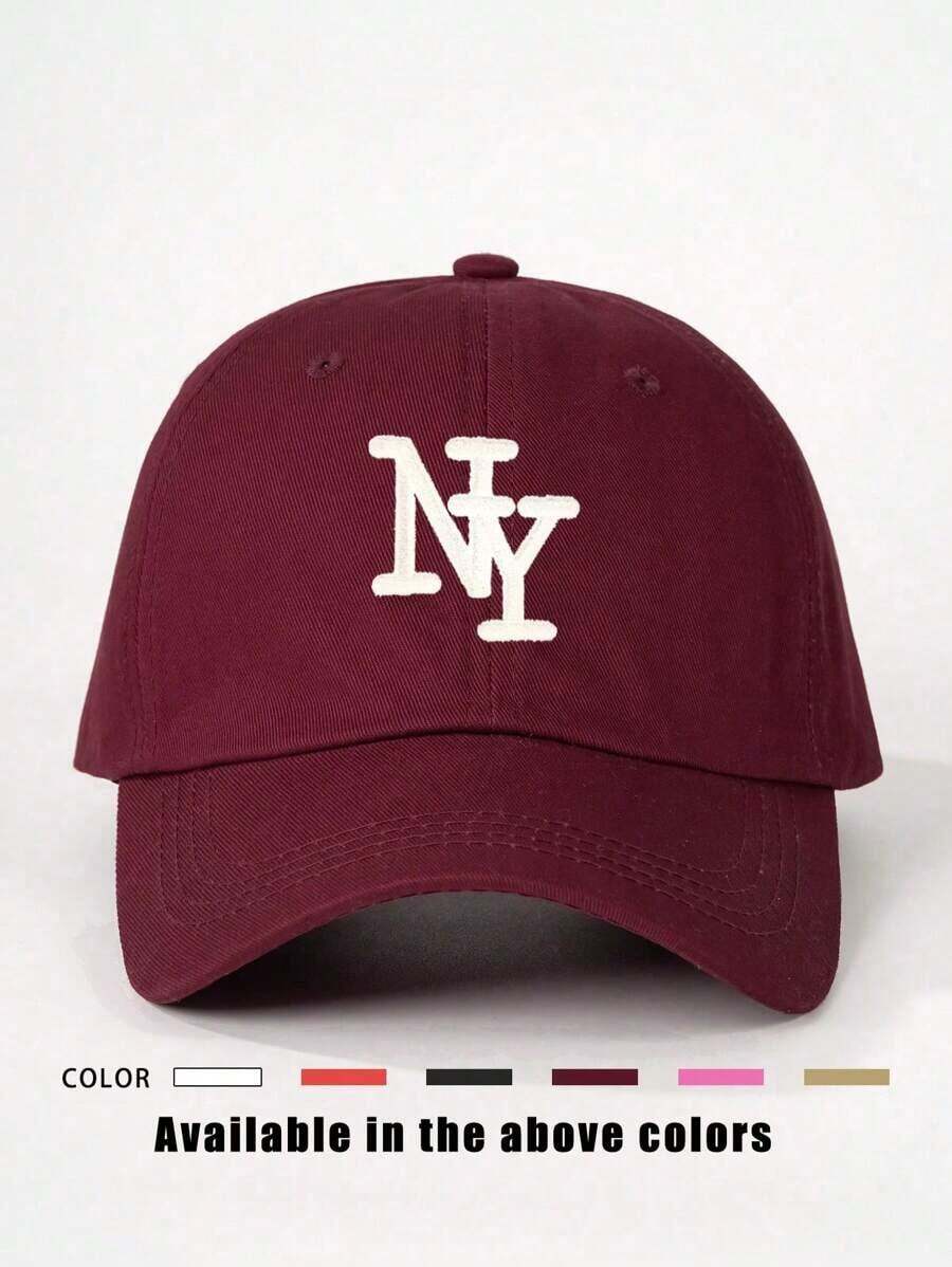 1pc Embroidered "NY" Letter Adjustable Baseball Cap, Outdoor Sunscreen Casual Hat Suitable For Spring Autumn Travel Beach Vacation, Y2K Style For Young Adults - 棒球帽 - 查看 1