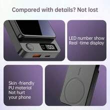 10000mAh Magnetic Power Bank, 22.5W PD Fast Wireless Charger With LED Indicator, Compact Luxury Backup Battery For Smartphones - 彩色 - 查看 5