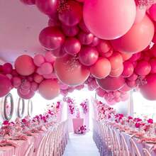 127pcs Balloons,  Balloons Different Sizes Pack Of 36 Inch 18 Inch 12 Inch 10 Inch 5 Inch Balloons For Balloon Garland - Trending, Best Seller, New Arrival, Party Supplies, Elegant Decor, Party Decoration, Wedding & Birthday - 玫紅色 - 查看 4