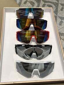 1 件/3 件/5 件男士大框运动有色镜片时尚无框骑行护目镜，驾驶运动眼镜带变色镜片，适合户外旅行 - 紅色 - 查看 11