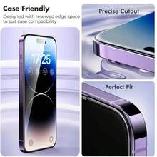 3片装钢化玻璃屏幕保护膜，兼容苹果17/17 Pro/17 Pro Max/17 Air/11/13/15 Pro Max/16 Pro Max/16 Plus/16/6/7/8 及其他类似型号，透明全覆盖屏幕保护膜 - 無色 - 查看 3