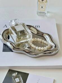 1pc Ceramic Jewelry Tray, Decorative Cloud Dressing Table Key Tray, Women's Ring Holder, Cute Jewelry Tray For Aesthetic Decoration, Silver, Suitable As Room Decoration, Home Decoration, Birthday Decoration, Kitchen, Wedding, Bedroom Decoration, Living Room Decoration, Gift, Party Decoration