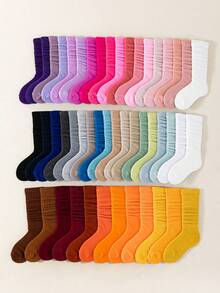 6 双儿童随机颜色时尚泡泡袜，舒适透气，经典欧式及膝休闲褶皱袜 - 彩色 - 查看 3