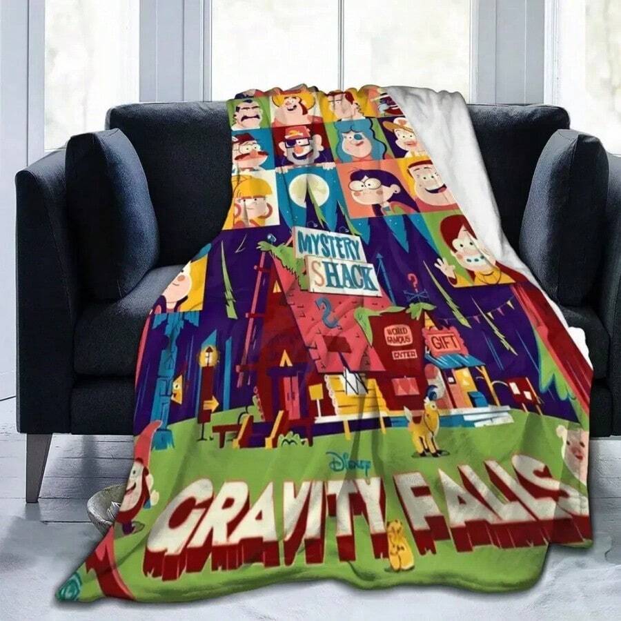 Gravity Falls Character Group Flannel Throw Blanket Warm And Cozy For Home Perfect For SpringAutumn Cartoon Lovers Choice.Jpg - White - View 1
