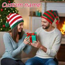 Stripes Santa Hat, Personalized Santa Hat, Embroidered Santa Hat, Adult Christmas Gift, Christmas Hat, Elf Hat, Personalized Elf Hat - Multicolor - View 3