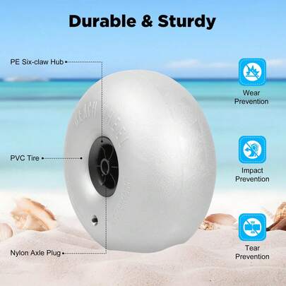 Beach Wheels Upgrade 16" Replacement Balloon Sand Tires 2PCS For Kayak Dolly UK