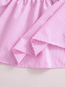 Mädchen modische elegante Schleife gestreiftes Langarm Lässig Top, geeignet für Frühling, Herbst und Sommer - Pink - Übersicht 9