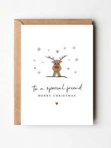 1pc Christmas Card For Friend, Merry Christmas Best Friend Card, Special Friend Greeting Card, Holiday Card For Bestie Gift