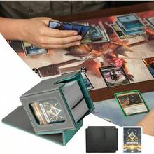 Magnetic Card Deck Box For TCG Storage, Holds 100 Double-Sleeved Cards - Xám và Xanh lam - Xem 2