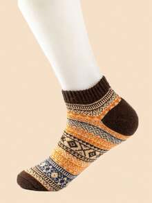 5 Pairs Vintage Style Casual Ankle Socks, Comfortable & Fashionable Pattern Short Socks, Suitable For Spring And Autumn - Multicolor - View 2