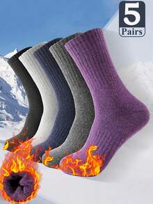 3/5 perechi de șosete termice pentru drumeții din lână merinos - șosete calde, groase, care absorb umezeala până la jumătatea gambei, unisex - esențiale pentru activități în aer liber