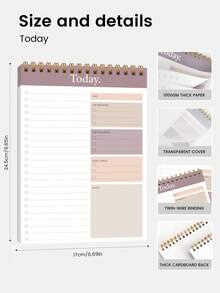Trees 1pc B5 Size 365 Days Undated To-Do List Planner Notebook, With Checkboxes To Mark Task Priority And Notes, Suitable For Office, Home, School, Desktop Decor, Gift For Women, Teachers, Mothers - Mocha Brown - View 6