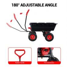 Carro de jardín con función de vuelco hasta 363 kg, 150 kg inclinado, carro de transporte con zona de carga cerrada de plástico - carro de jardín para su equipo, grandes ruedas neumáticas