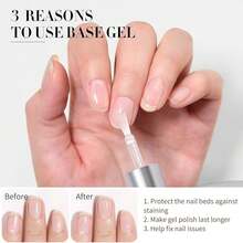 Base & Top Coat Set 2PCS, High Glossy Top Coat, Base Gel For Long Lasting Nails Shine Finish, Nail Art DIY Design Manicure Gifts For Women 10ML{"Color_name":"10mlBaseandTopCoat"} - 10ml底油和臉部油 - 查看 5