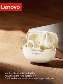 Lenovo 2025新款开放式耳机，无线耳挂式耳机，蓝牙5.4连接，智能通话降噪，深沉低音，人体工学设计，佩戴不显眼，舒适稳定，户外运动耳机 - 經典黑 - 查看 8