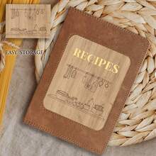 150 Page Recipe Book With Waterproof Wood & Brown PU Cover - Metal Corner Protection For Durability | Aesthetic Blank Cookbook Journal To Organize Recipes | Rustic Cooking Gift For Chefs,School Supplies,Back To School