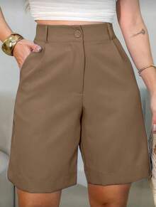 Tailored Bermuda Shorts Without Belt - Gringa Fashion - 可可 - View 2