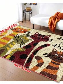 Covoraș de intrare lavabil, design Cat's Sweet Home, rezistent la murdărie, ușor, lavabil, covoraș din poliester cu suport din cauciuc antiderapant, covor de interior, lavabil la mașină, potrivit pentru intrare, cameră, grădină, decor pentru casă