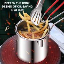 1pc Deep Fryer, Stainless Steel Noodle Soup Pot, Multi-Purpose Pot, Household Uncoated Fryer - Multicolor - View 2