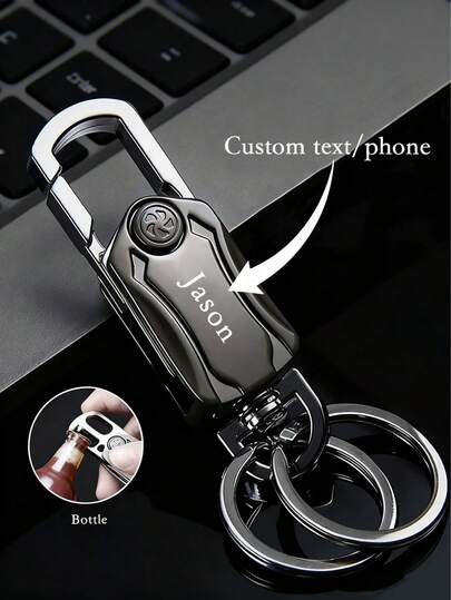 1pc Custom Bottle Opener Keychain - Anti-Lost Car Keychain, Car Keychain Clip, Gift Accessories Casual, Ideal Gift For Beer, Groomsmen, Father's Day, Mother's Day, Valentine's Day, Halloween, Christmas, Thanksgiving, New Year, Birthday,Durable,Engraved,Stainless,Colorful,Cute,Adorable,Funny,Kawaii,Y2K,Stylish,Unisex,Casual,Custom,Personalized,Unique,Customized,Ideal Gifts For Him,Ideal Gifts For Her,Her,Boyfriend,Girlfriend,Family,Friends