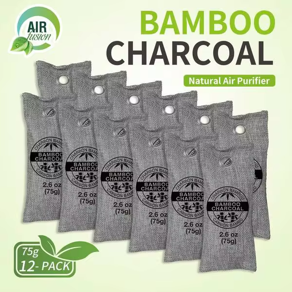 Bamboo Charcoal Natural Air Purifier, Air Purifying Bag, Charcoal Odor Absorber For Strong Odor (3/6/12 Pack, 75/200g Each), Basement Musty Odor Eliminator Deodorizer, Activated Charcoal Odor Absorber For Closet, Shoe, Car