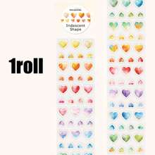 1卷，几何水彩主题PET贴纸卷，彩虹形状系列，基本形状，适用于多种场景，剪贴簿薄贴纸，用于日记装饰，手机壳，水杯，笔记本，垃圾日记装饰贴纸，剪贴簿用品，工艺品装饰贴纸，圣诞礼物 - 彩色 - 查看 13