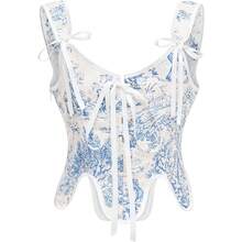 Women's Waist Cincher Bustier Boned Corset With  Design In 2025 - 藍白鄉村風格 - 查看 1