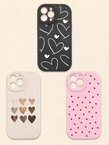 Casing Ponsel Silikon Motif Hati Hitam Putih Merah Muda 3pcs Aneka Warna, Kompatibel dengan iPhone & Galaxy Smartphone, Hadiah Musim Semi, Versi Internasional, Bukan Versi Domestik - MultiWarna - View 33