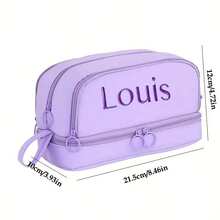 1 geantă de machiaj personalizată, brodată, cu capacitate mare, cu 4 straturi, pentru papetărie, unisex, potrivită pentru diverse ocazii, toate anotimpurile