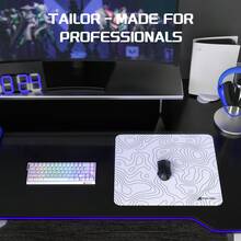 ATTACK SHARK CM02 游戏鼠标垫，速度型大号鼠标垫，防水表面，缝边，防滑橡胶底座，L 号，覆膜材质 - 白色 - 查看 9