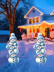 2 Stücke Schneemann Yard Schilder, Yard Willkommensplakette, aufrechte Yard Willkommensplakette, süße Schneemann Outdoor Yard Dekoration, Größe: 25*50cm, Kunststoffmaterial, geeignet für Feiertage, Neujahr, Winter, Outdoor Garten, Raseneingang Dekoration, Weihnachtsferien Dekoration, Outdoor Geschenk