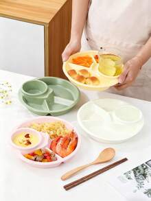 1pc Compartment Round Plastic Meal Tray - Reusable, Dishwasher , Ideal For Healthy Eating, Weight Loss, Picnics And Salads, Christmas Party Supplies, Family Dinner