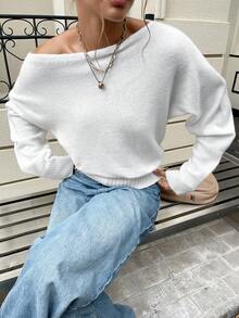 Women's French Casual Daily Sexy Lady Business Office Commute Comfortable Romantic Retro Teacher Solid Color Christmas New Year Knitted Pullover Sweater, Suitable For Daily, Home, Beach, Evening Date, Holiday, Office, Street, Photoshoot, Airport, Travel, Spring, Autumn, Winter