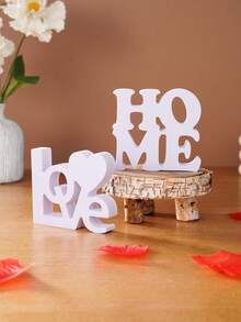 1pc White Double-Layer Love/Home Letter Decor, Modern Minimalist PVC Material Home Decor Letter Plaque, Suitable For Product Display, Office Desk, Home, Valentine's Day, Wedding Anniversary Decoration - White - View 3