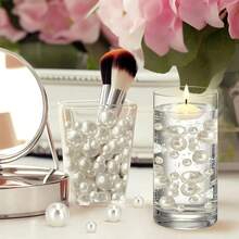 Assorted Size Shiny Pearls - Vase Filler And Tabletop Decor, Suitable For Weddings, Birthdays, Christmas - Durable Plastic Candle Centers And Floral Accents (No Holes Needed), Candle Decor, Holiday Decor, Elegant Style, Metallic Surface