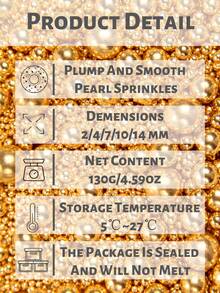 130g/4.59oz Brillantes chispas de azúcar de perla dorada para decorar pasteles DIY, mezcla de chispas para pasteles, dulces, magdalenas, macarons, helados y decoraciones de galletas para bodas, fiestas, San Valentín, Halloween y Navidad, suministros de alta calidad para hornear en casa