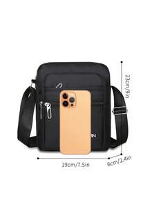 1 pieza Bolsa pequeña con cierre de cremallera de tela de nailon de unicolor, multicapa, mochila casual de moda, de mano, con correa para el hombro, adecuada para primavera, verano, otoño, uso diario, trabajo, negocios, compras - Multicolor - Ver 7