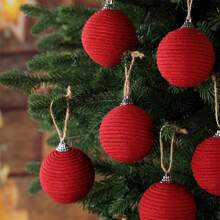 Christmas Hemp Rope Ball Ornaments Set Colorful Christmas Hanging Decorations For Christmas Tree - Red - View 2